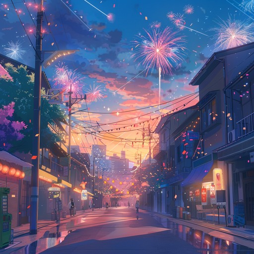 A joyful anime track filled with energetic beats, upbeat tempos, and vibrant synths, perfect for celebrating triumphant moments. The synthesized textures create a dynamic and exhilarating listening experience. Ideal for anime openings, endings, or festival scenes.