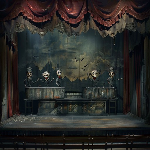 Step into a darkly whimsical carnival where haunted puppets perform an unpredictable and eerie dance. The unexpected changes in tempo create an unsettling atmosphere that is both charming and frightening.