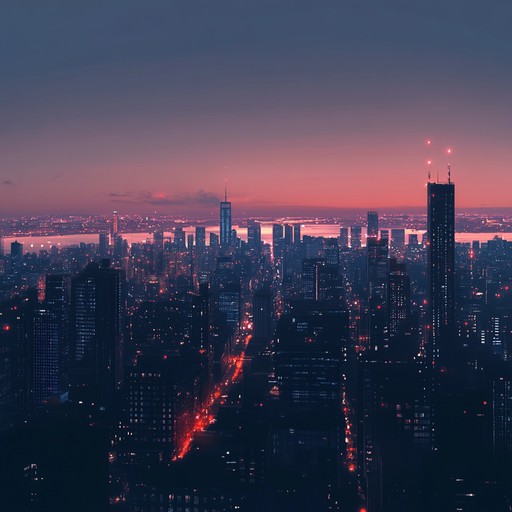 An infusion of smooth downtempo beats and lively electronic layers creates an energetic yet relaxed atmosphere resembling a cityscape at twilight. Perfect for chilling while staying motivated.