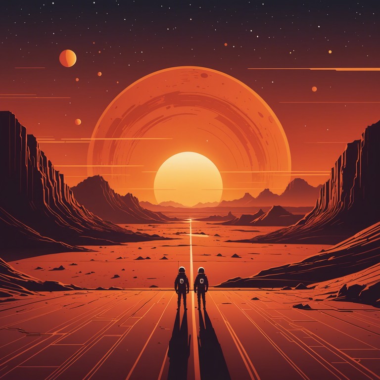 Imagine a synth driven odyssey capturing the essence of a sunset on a martian landscape, reflecting an adventurous yet peaceful exploration among the stars. This track combines pulsating rhythms with dreamy synth pads, creating an atmosphere that's both invigorating and soothing.