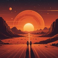 vibrant synthwave journey through space