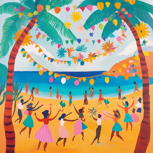 A lively cumbia track with infectious rhythms, bringing to mind sunlit coastal celebrations and vibrant dancing. The combination of percussion instruments creates an energetic and uplifting soundscape, perfect for capturing the essence of joyful summer festivities.