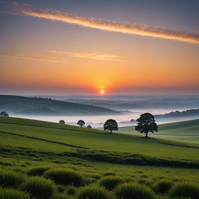 This composition embodies the vibrant energy of a new day dawning, characterized by a symphony orchestra's grand, sweeping melodies that capture the optimism and possibilities of early morning. The track starts softly, mimicking the gentle light of sunrise, and gradually builds to a powerful crescendo, symbolizing the sun's climb across the sky.
