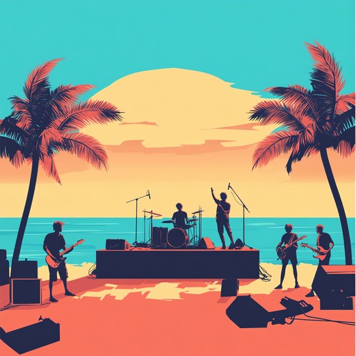 A dynamic and radiant instrumental piece featuring strong, rhythmic guitar riffs and a groovy beat, perfect for lively summer experiences and outdoor gatherings.