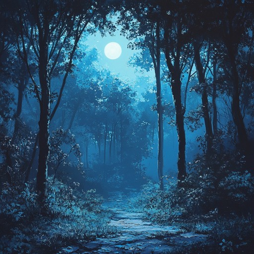 An immersive lofi track with soothing beats, enveloped by the ambient sounds of a mystical forest under moonlight. The serene synths and gentle percussion take listeners on a peaceful, enchanting journey through nature.