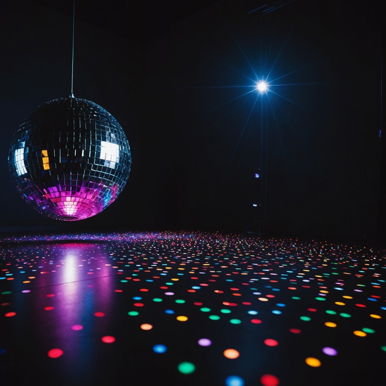 A high energy, chaotic blend of 70s disco beats infused with modern electronic influences, creating a nostalgic yet contemporary sound that captures the essence of a vibrant, bustling discotheque. The track oscillates between overwhelming beats and sudden pauses, capturing the frenzied mood of the era's late night dance floors.