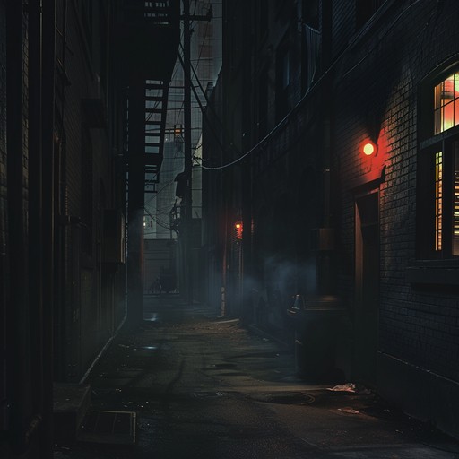 A dark, rhythmic instrumental capturing an urban night chase through shadowy alleys. Eerie synths and deep bass form a haunting, suspenseful atmosphere.