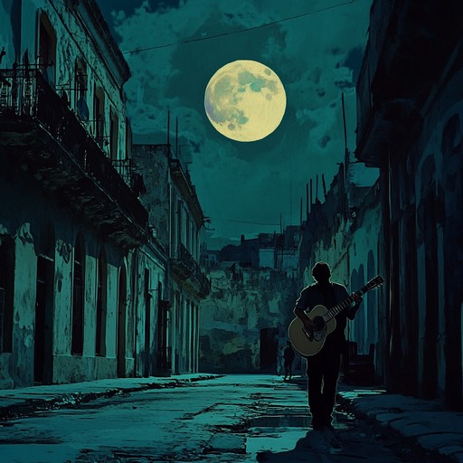 Ambient guitar melodies weaving through night, echoing cuban romance