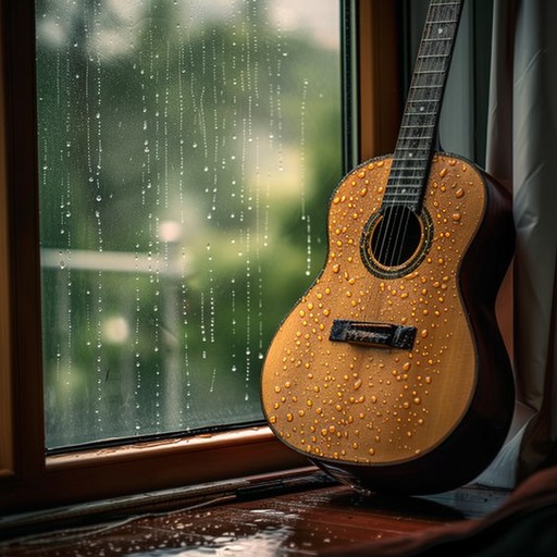 Picture a summer day with gentle rain, soulful acoustic guitar, and sweet soft rock notes, capturing the essence of peaceful reflections and quiet moments.