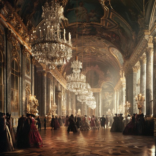 Transport yourself to an opulent palace ballroom, filled with elegantly dressed nobility, as a grand orchestral performance, reminiscent of ancient courtly traditions, unfolds. The lavish decor, glittering chandeliers, and crisp, clear notes create an atmosphere of timeless majesty and sophistication.