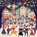 an instrumental polka tune capturing joyful festivity and carefree dancing.