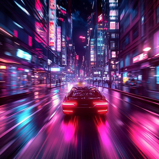 Venture through a vibrant composition filled with pulsating electronic beats, neon synths, and relentless basslines. This instrumental captures the essence of high speed races through neon drenched streets, embodying the duality of darkness and electrifying light inherent in cyberpunk narratives.