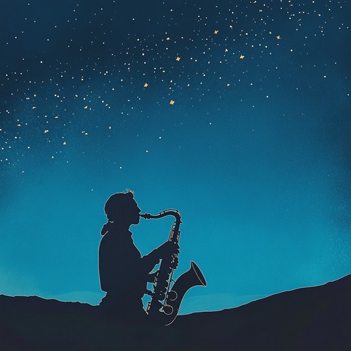 A romantic and soothing jazz piece featuring a sultry saxophone melody that creates an intimate atmosphere under a starlit sky. The saxophone leads with a soft, tender expression, weaving through gentle rhythms and subtle harmonies to invoke feelings of love and serenity.