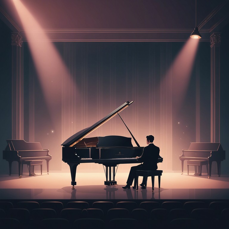 This composition evokes the image of a dimly lit stage, where fog curls around the feet of invisible performers, casting mystical shadows. The music transitions from gentle whispers to soaring notes that encapsulate the dreamy yet nostalgic nature of classic broadway.