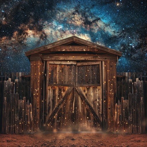 Stars above saloon delves into a conceptual world where the sounds of the cosmos directly influence the everyday life of a western town. This track imagines a nightly gathering where cowboys share tales under a starlit sky filled with the unusual tunes of other worlds, blending the familiar with the fantastic.