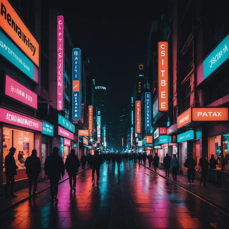 A deeply evocative track that merges soft, ambient synths with pulsating future bass beats, creating a soundscape that transports listeners through a neon lit, introspective journey in an urban setting. The music captures the essence of wandering through a city at night, feeling both the isolation and connection in the bustling environment. It’s a musical reflection on the dualities of modern life, providing both a soothing background and a thought provoking melody.