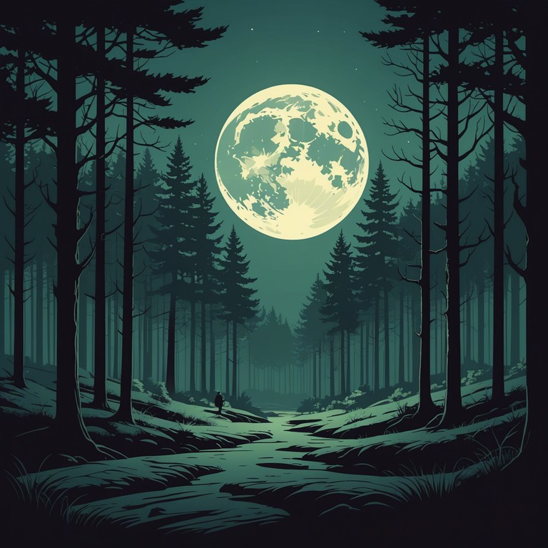 In the heart of a moonlit appalachian forest, the strings of a lone banjo resonate with a haunting, sinister timbre, weaving a tapestry of suspense and dark mysteries yet unfolded. The chilling strums tell tales of forgotten secrets and unseen whispers among the ancient trees, creating an eerie yet compelling sound experience.