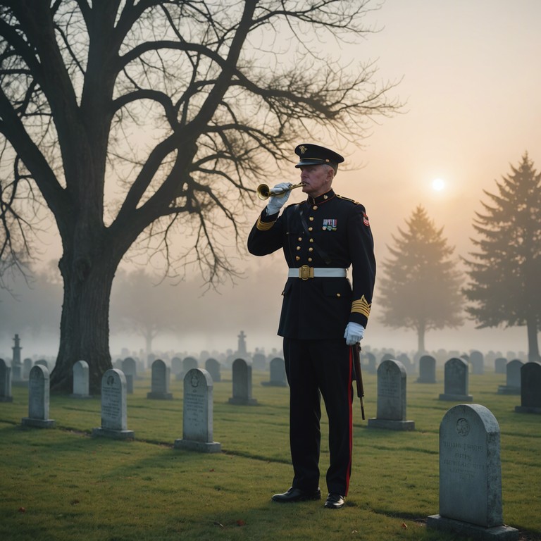 In this composition, subtle orchestration meets the dignified pace of a military tribute. Meant to convey reflection and respect rather than the fiercious heat of battle, this piece pairs the deep echoes of a lone bugle with serene, underlying strings to highlight moments of both historical poignancy and personal contemplation within a military context. The great discipline and honor of military traditions are encapsulated in each note, providing a soundtrack to moments of heroism wrapped in tranquility.