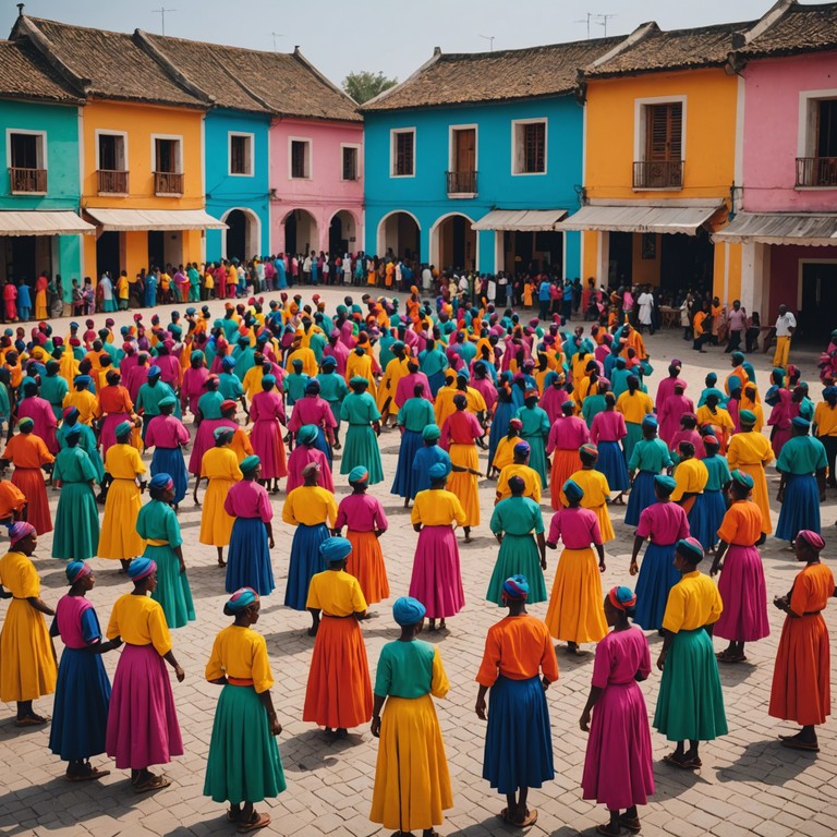 This piece captures the essence of a traditional festive gathering in a european village, where the dance floor comes alive with the energetic steps of polka dancers. The music is filled with infectious rhythms that call everyone to join in the fun, reflecting a scene of community joy and celebration.