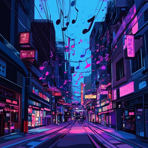 An energetic fusion of funk and j pop, featuring groovy basslines, catchy synth melodies, and upbeat rhythms that capture the vibrant nightlife of tokyo.