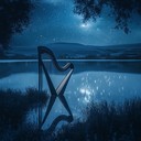 a soothing harp melody invoking peace under moonlit skies