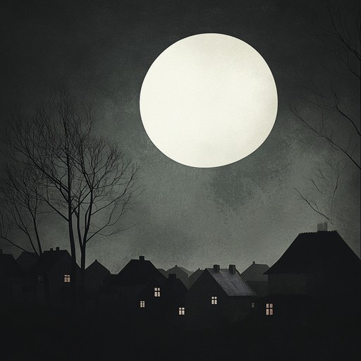 Create a hauntingly beautiful track evoking a serene yet melancholic farewell in a quiet village illuminated by moonlight.
