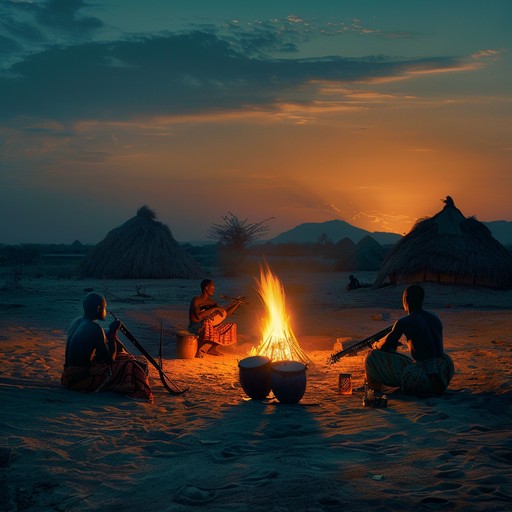 A hypnotic blend of tribal percussion and smooth melodies, evoking a sense of peace, connection, and reflection within a mystical sonic landscape