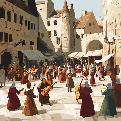 This instrumental track brings to life the cheer and excitement of a medieval court. It features energetic lute melodies, perfect for dancing and celebrating. The music paints a vivid picture of a bustling hall filled with laughter and movement, making listeners feel part of the historic revelry.