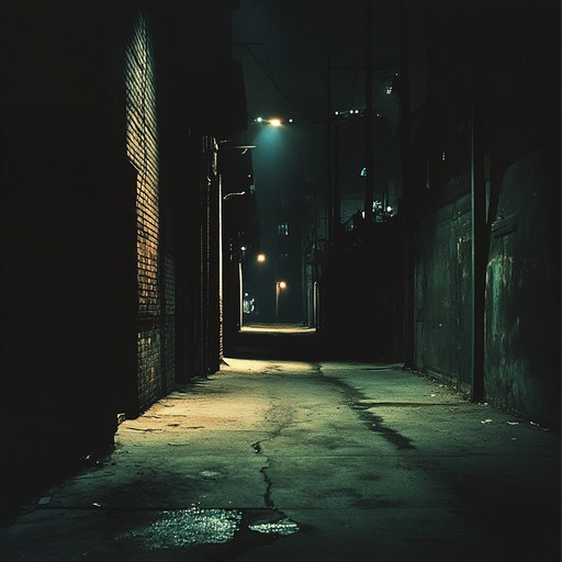 An instrumental track set in an eerie urban landscape, combining the up tempo rhythms of new jack swing with haunting, tension building elements. Perfect for creating an atmosphere of suspense, with syncopated beats, sharp percussion, and underlying dark synthesizer tones evoking the feel of a midnight alley chase.