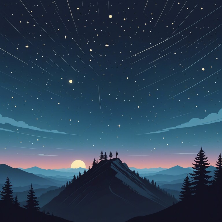 Craft a sonic environment that mirrors the tranquility of lying under a vast night sky, using gentle synthesizer sounds to deepen the peaceful and meditative atmosphere.