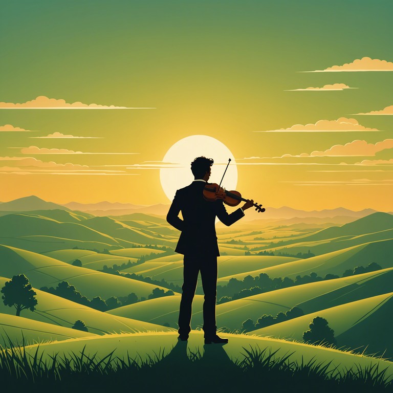 A symphonic piece that musically interprets the majestic beauty of sunlight embracing the earth, rendered through the impassioned strings of a violin, embodying optimism and the freshness of a new day.