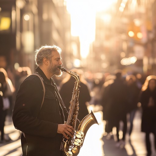 A lively and upbeat track combining the elegance of jazz with the rhythmic vibes of urban funk. The song radiates an air of positivity and excitement, capturing the hustle and bustle of a vibrant cityscape on a sunny day. The intricate saxophone melodies dance seamlessly with energetic funk basslines, creating a dynamism that keeps the listener hooked from start to finish.