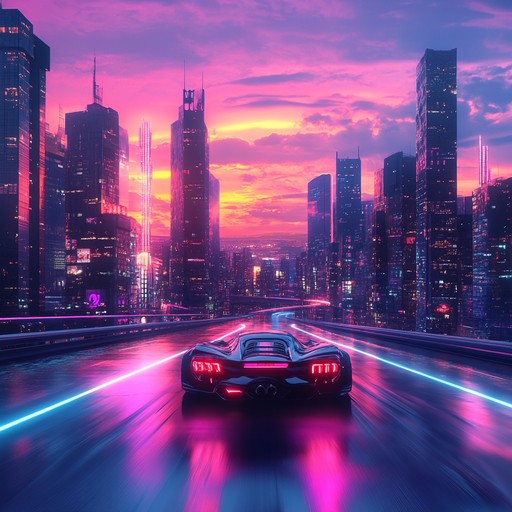 Envision cruising through a futuristic cityscape under a canopy of neon lights. This instrumental track combines flowing synth melodies with a rhythmic bass line, evoking the sophisticated and sleek atmosphere of a late 80s nighttime drive. Perfect for moments of urban exploration and wistful reflection upon the shimmering metropolis