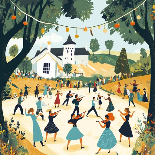 Energetic fiddles and rhythmic beats create the perfect soundscape for a cheerful village folk dance. Ideal for evoking the spirit of rural celebrations and community bonds.