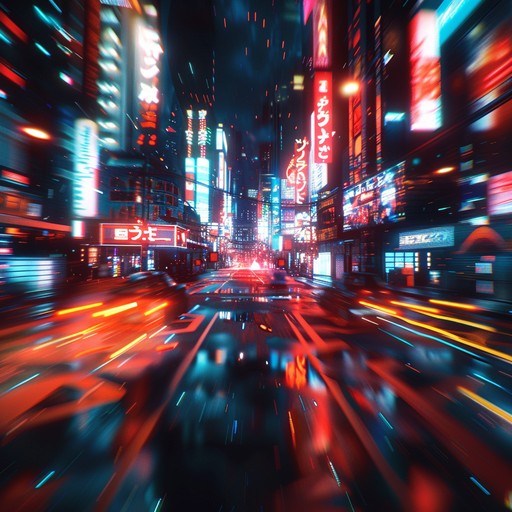 Explore the frenzied energy of a neon cyberpunk tokyo with rapid beats and layered synth sounds. Perfect for high tension chase scenes, this chaotic anime track brings the pulsating life of a futuristic cityscape to vivid life.