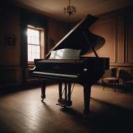 solitary piano plays in eerie silence