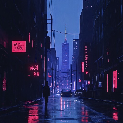 A soothing instrumental cyberpunk piece that blends soft synth melodies with ambient textures, evoking a serene night in a futuristic city bathed in neon glow.