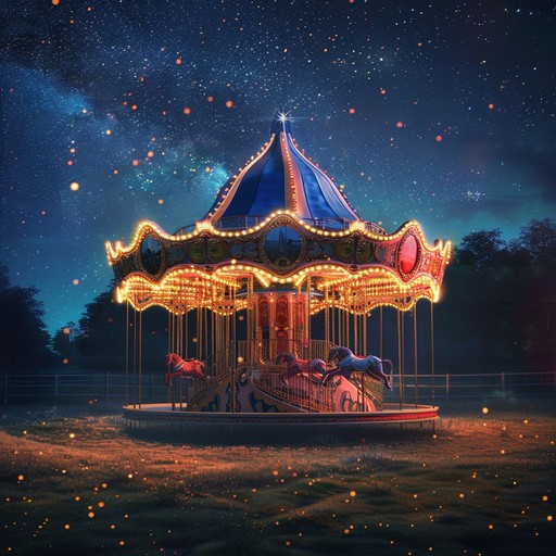 Step into an enchanted fairground where the whimsical sounds of an orchestral symphony lead you through a storybook world. Starting with a gentle waltz from the xylophone, infused with dramatic string sections and playful clarinet swells, the music tells a tale of magic and wonder with dynamic shifts from serene moments to exuberant crescendos.