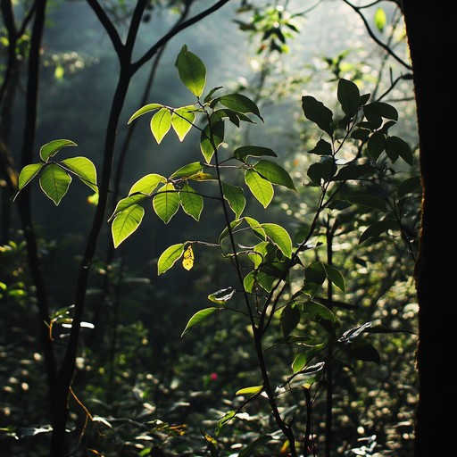 Alternative description: echoes under canopy captures the subtler communication between nature and ancient spirits, enhancing the listener's connection to a time when earth and spirituality intertwined seamlessly. Atmospheric flute melodies enhance this spiritual communion, enriched by ambient echoes of the forest.