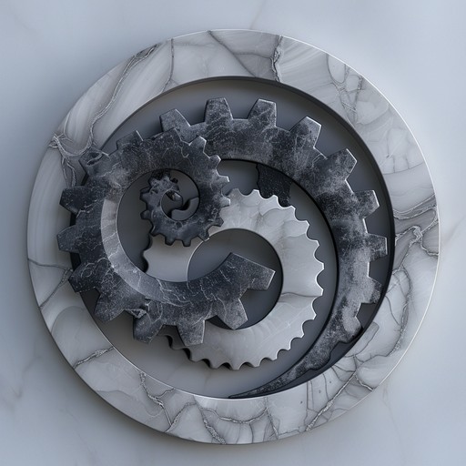 A complex and intricate composition that evokes the precision, power, and ingenuity of mechanical engineering. The piece showcases the interplay of gears, pistons, and various machine components working in perfect harmony to create a sense of progress and innovation.