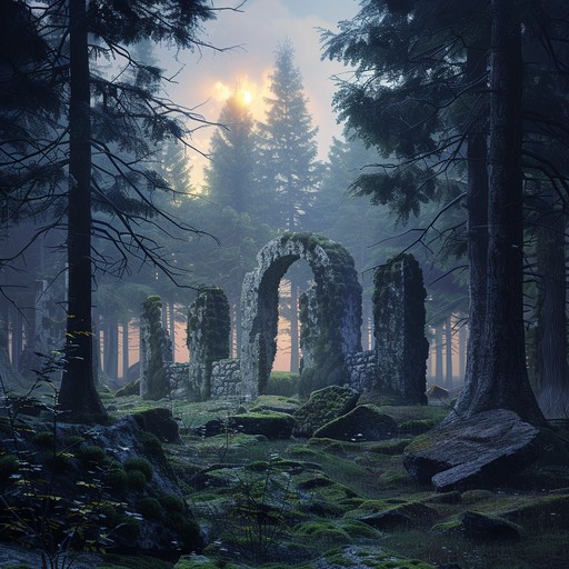 Instrumental featuring eerie celtic rhythms, invoking ancient forest anxieties and ghostly mysteries. Traditional timbres create suspense and unease