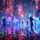 futuristic reggaeton with neon accents and cybernetic vibe