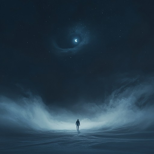 An instrumental metal piece that weaves together eerie melodies and heavy riffs to create an atmosphere of mystery and suspense, reminiscent of wandering through silent, shadowy landscapes under the cloak of night