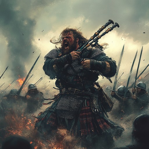 Feel the intense emotion and historical significance of a highlander preparing for a furious clan battle.