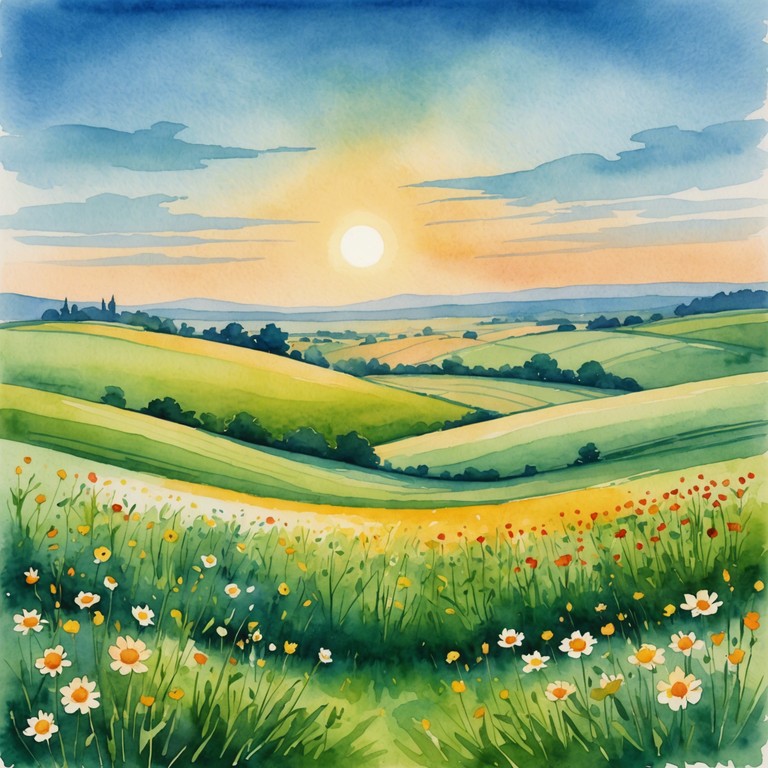 A peaceful melody that combines simple rustic elements with gentle acoustic sounds to capture the essence of dawn in a meadow. The arrangement focuses on minimalistic patterns and subtle lore, aiming to relax the listener and provoke peaceful thoughts. Recreates the serene atmosphere of a sunlit clear morning in the countryside.