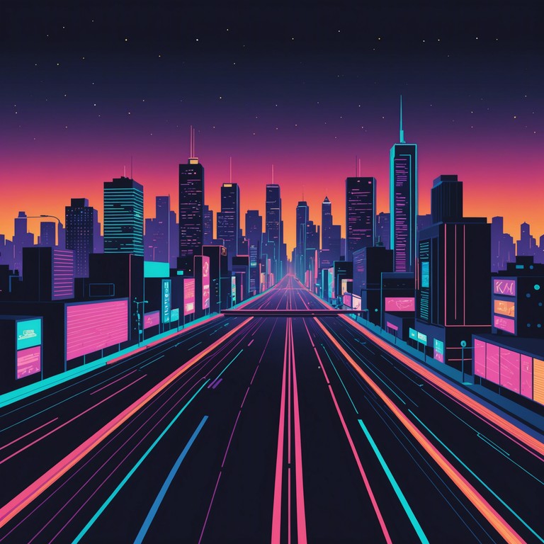 Echoes in neon twilight crafts a vivid auditory journey mirroring the enigmatic and somewhat menacing development of an advanced futuristic society. It delves deeper into the emotions and experiences shaped by the interactions of humans with technology in an imagined future dystopia.