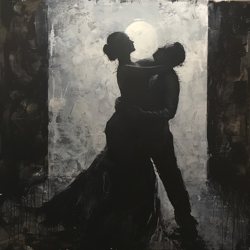 A dark and sultry tango composition set in a hypnotic ballroom at midnight. The music demands fervent steps from the dancers, encapsulating the passion and drama of a fiery romance under the moonlight's ethereal battle.