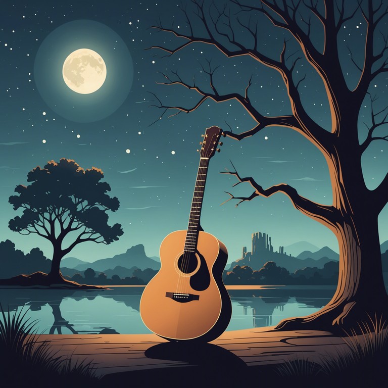 Moonlit melancholy path delves into the reflective nature of solitude under a moonlit sky, using soft acoustic tones to tell a wordless story of night time contemplation and subtle sadness. The music serves as a gentle companion to moments of solitary reflection, promising solace through its soothing and introspective melodies.