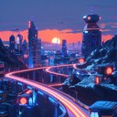 experimental guitar riffs with glitchy beats and synth melodies