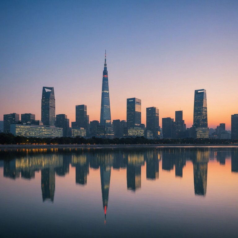 Imagine a walk through the calm streets of seoul as the sun sets, with each note from the gayageum echoing the tranquility and the subtle vibrancy of a city between day and night.